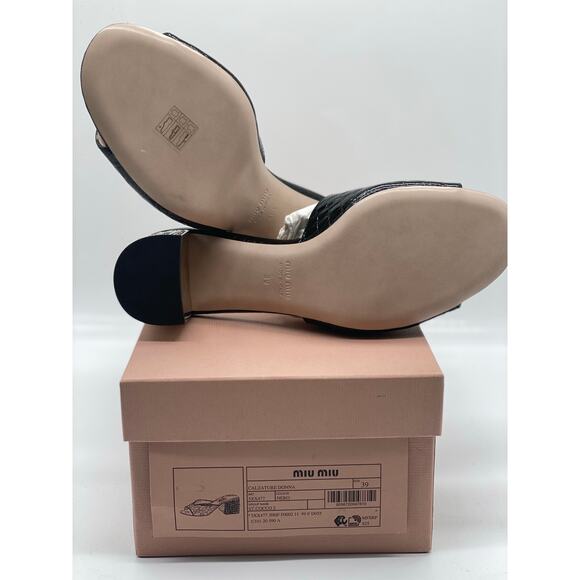 Miu Miu Black Embossed Croc Crystal Embellished Heel Slide Sandals. 39 eu (9 us) - Picture 7 of 8